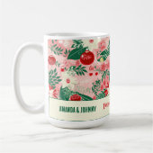 カラフルフローラパーソナライズされた コーヒーマグカップ (左)