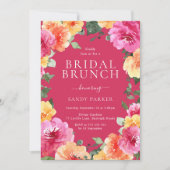カラフルフローラピはっきりしたンクブライダルシャワーブランチ 招待状 (正面)