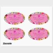 カラフルフローラピンク製品パッケージラベルハート 楕円形シール (シート)