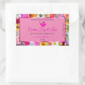 カラフルフローラピンク製品パッケージラベルハート 長方形シール (バッグ)