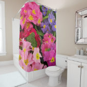 カラフルフローラピンク青パープルプリムラ花 シャワーカーテン (インサイチュ)