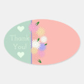 カラフルフローラピーチカスタマイズグリン 楕円形シール (正面)