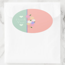 カラフルフローラピーチカスタマイズグリン 楕円形シール