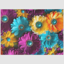 カラフルフローラファブリックアートティッシュペーパー