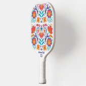 カラフルフローラフォークパターカスタムン文字名 ピックルボールラケット (左)