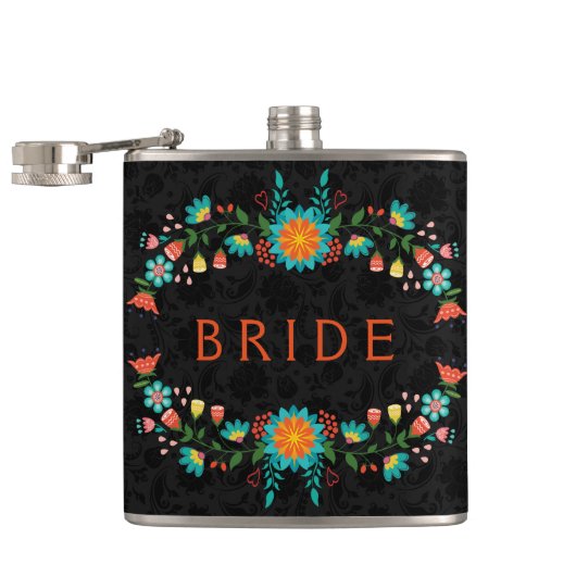 カラフルフローラフレームの背景 フラスク (オープン)