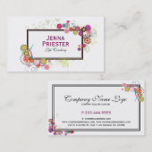 カラフルフローラフレーム（黒アクセント） 名刺 (正面/裏面)