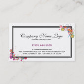 カラフルフローラフレーム（黒アクセント） 名刺 (裏面)