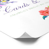 カラフルフローラブライダルシャワーカードとギフトのサイン ポスター (角)