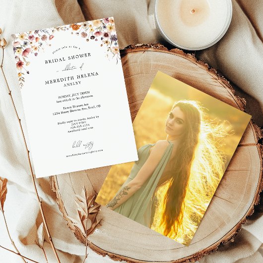 カラフルフローラブライダルシャワーフォト招待状 招待状