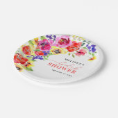 カラフルフローラブライダルシャワー紙プレート ペーパープレート (アングル)