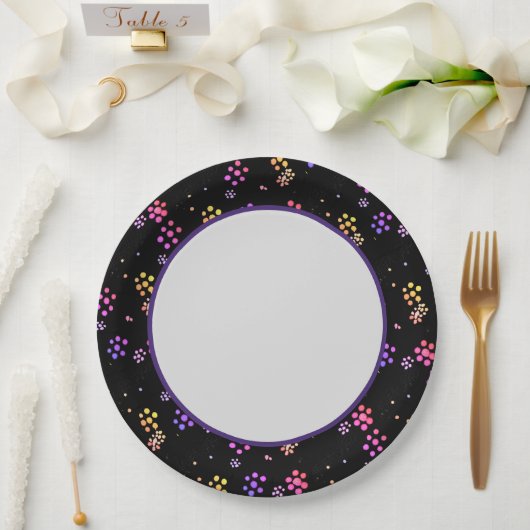 カラフルフローラプリント紙プレート ペーパープレート (ウェディング)