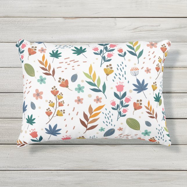 カラフルフローラプリント アウトドアクッション (正面)