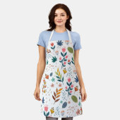 カラフルフローラプリント エプロン (着用した状態)