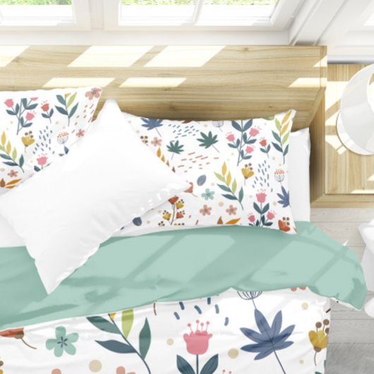 カラフルフローラプリント 枕カバー