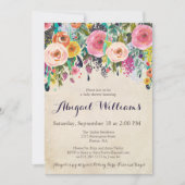 カラフルフローラベビーシャワー招待状、ヴィンテージ 招待状 (正面)