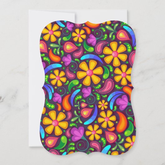 カラフルフローラペイズリーインディアン結婚式招待状 招待状 (裏面)