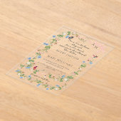 カラフルフローラボーエレガントガーデン結婚フォト アクリル招待状 (レイダウン)