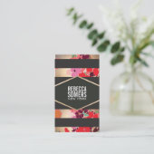 カラフルフローラメイクアップと美しいブラックストライプの 名刺 (スタンド正面)