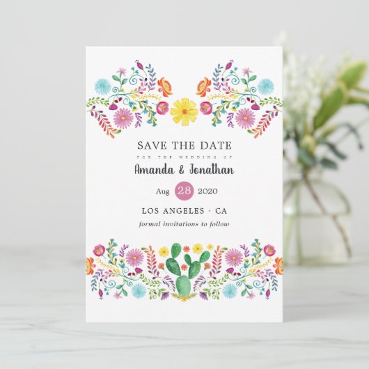 カラフルフローラメキシカン結婚フィエスタ写真 セーブザデート (スタンド正面)