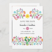 カラフルフローラメキシカン結婚フィエスタ写真 セーブザデート (正面/裏面)