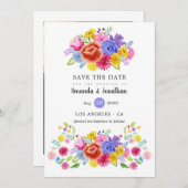 カラフルフローラメキシカン結婚フィエスタ写真 セーブザデート (正面/裏面)