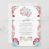 カラフルフローラメキシコ結婚ン・フィエスタの更新 招待状 (正面)