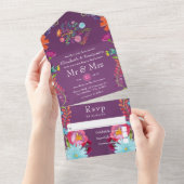 カラフルフローラメキシ結婚コの オールインワン招待状 (貼ってはがせる)