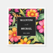 カラフルフローラメキシ結婚コの スタンダードカクテルナプキン (正面)