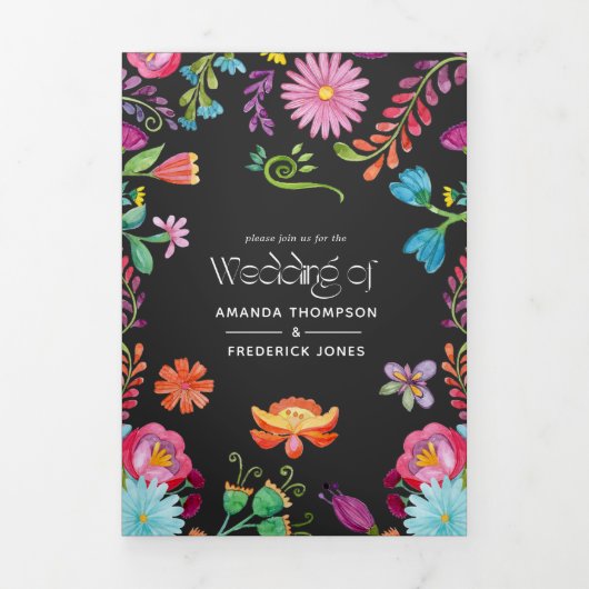 カラフルフローラメキシ結婚コの 三つ折り招待状 (カバー)