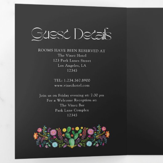 カラフルフローラメキシ結婚コの 三つ折り招待状 (内部最初)