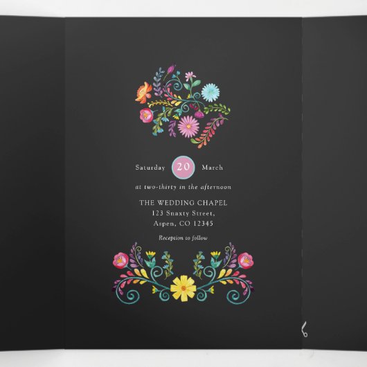 カラフルフローラメキシ結婚コの 三つ折り招待状 (内部中)