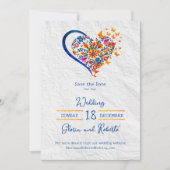 カラフルフローラメ結婚キシコの日付 招待状 (正面)