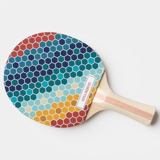 カラフルフローラモザイク六角テーブルテニス 卓球ラケット (横)