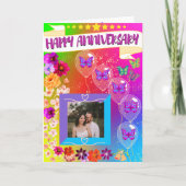 カラフルフローラモダンボヘミアン記念日 サンキューカード (正面)