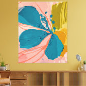 カラフルフローラモダン抽象芸術アートピンクブルーポスト キャンバスプリント (インサイチュ (リビング))