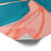 カラフルフローラモダン抽象芸術アートピンクブルー ポスター (角)