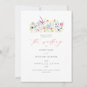 カラフルフローラモダン結婚式招待状 招待状 (正面)