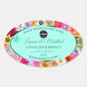 カラフルフローラライトティール(緑がかった色)製品ラベル追加ロゴ 楕円形シール (正面)