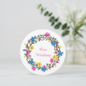 カラフルフローララウンドつる植物リース招待状 招待状 (スタンド正面)