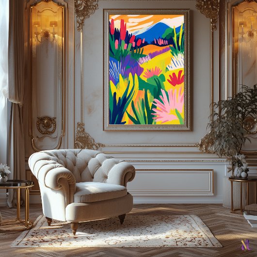 カラフルフローラランドスケープスタイル キャンバスプリント