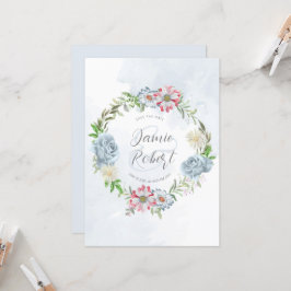 カラフルフローラリース日付の保存 招待状