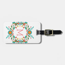 カラフルフローラリース枠 ラゲッジタグ