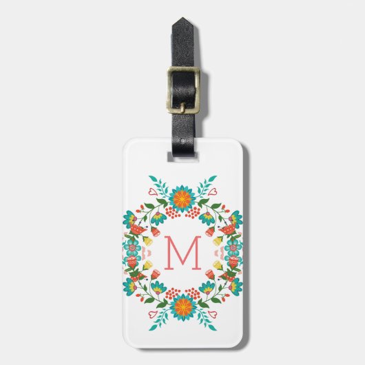カラフルフローラリース枠 ラゲッジタグ (正面縦)