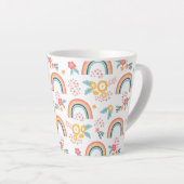 カラフルフローラレインボーパターン カフェラテマグ (右アングル)