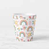 カラフルフローラレインボーパターン カフェラテマグ (正面)
