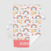 カラフルフローラレインボーパターン ゴルフタオル (インサイチュ)