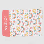 カラフルフローラレインボーパターン ゴルフタオル (横)