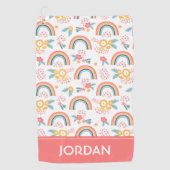 カラフルフローラレインボーパターン ゴルフタオル (正面)