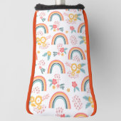 カラフルフローラレインボーパターン ゴルフヘッドカバー (回転90)